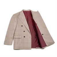 Double-breasted beige prince of Wales wool jacket "SW1" Alternative Image