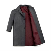 Gray herringbone wool raglan coat Alternative Image