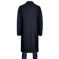 Midnight blue single-breasted cashmere coat Alternative Image