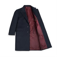Midnight blue single-breasted cashmere coat Alternative Image