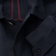 Cappotto Raglan un petto in misto lino blu Immagine alternativa