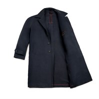 Cappotto Raglan un petto in misto lino blu Immagine alternativa