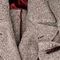 Ulster coat in brown herringbone wool and cashmere Alternative Image