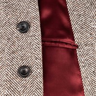 Ulster coat in brown herringbone wool and cashmere Alternative Image