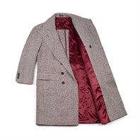 Ulster coat in brown herringbone wool and cashmere Alternative Image