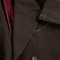 Ulster coat in brown herringbone cashmere Alternative Image
