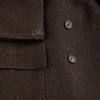 Ulster coat in brown herringbone cashmere Alternative Image