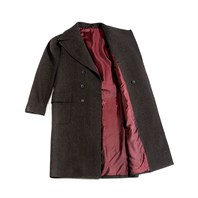 Ulster coat in brown herringbone cashmere Alternative Image