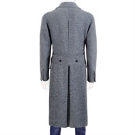 Ulster coat in blue and white herringbone wool and silk Alternative Image