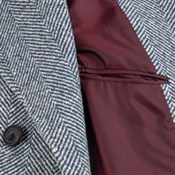 Ulster coat in blue and white herringbone wool and silk Alternative Image