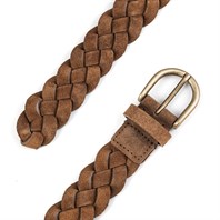 Tobacco braided suede leather belt Alternative Image