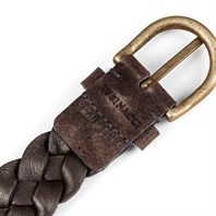 Dark brown braided suede leather belt Alternative Image