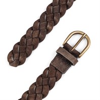 Dark brown braided suede leather belt Alternative Image
