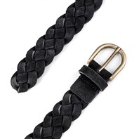 Black braided suede leather belt Alternative Image
