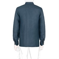 Blue herringbone linen safari jacket with guru collar Alternative Image