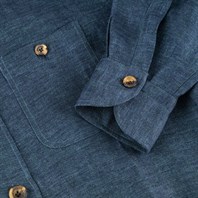 Blue herringbone linen safari jacket with guru collar Alternative Image