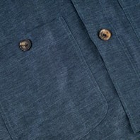 Blue herringbone linen safari jacket with guru collar Alternative Image