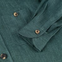 Green herringbone linen safari jacket with guru collar Alternative Image