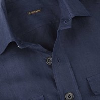 Blue linen safari jacket Alternative Image