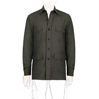 Green herringbone wool safari jacket Alternative Image