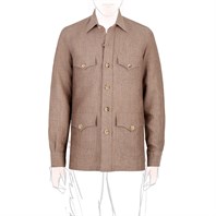 Beige herringbone linen-blend safari jacket Alternative Image