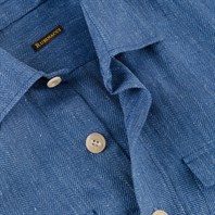 Blue herringbone linen-blend safari jacket Alternative Image