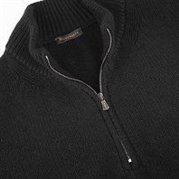 Black cashmere sweater with half zip Alternative Image