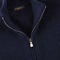Blue cashmere sweater with zip Alternative Image