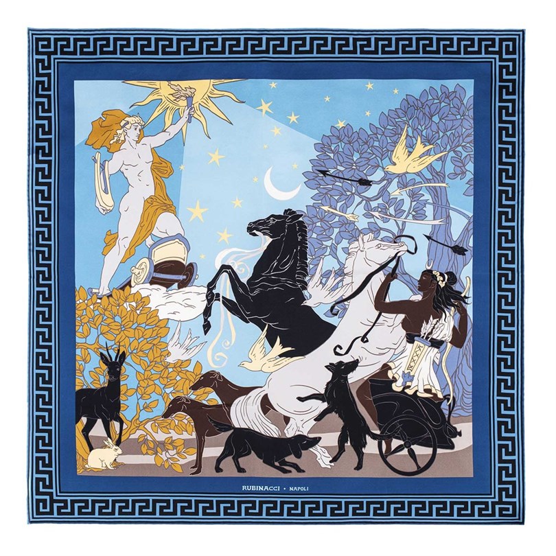 Artemis and Apollo scarf indigo