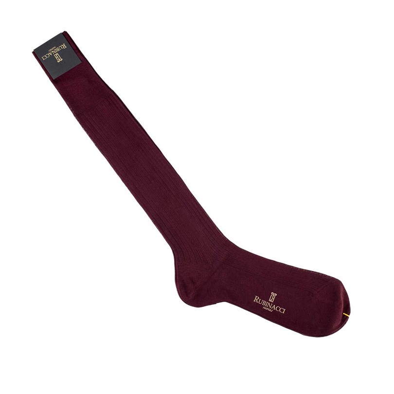 Calze in filo di Scozia a costina vino