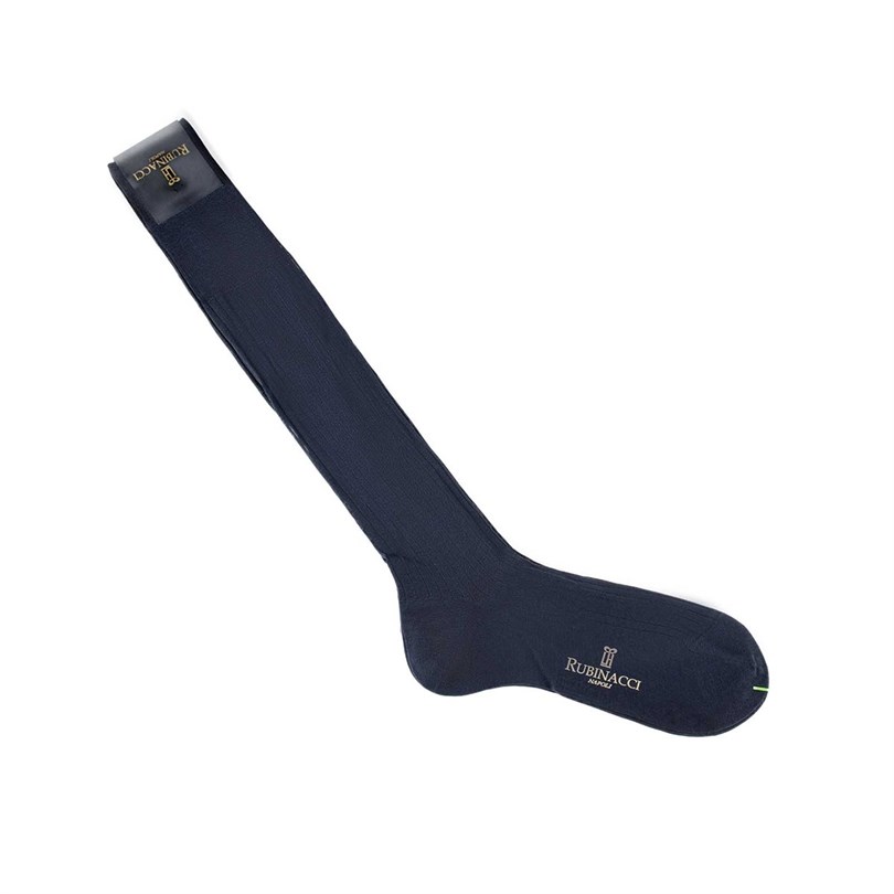 Blue ribbed lisle socks