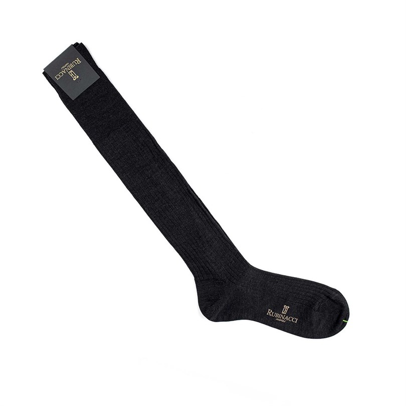 Anthracite ribbed wool socks