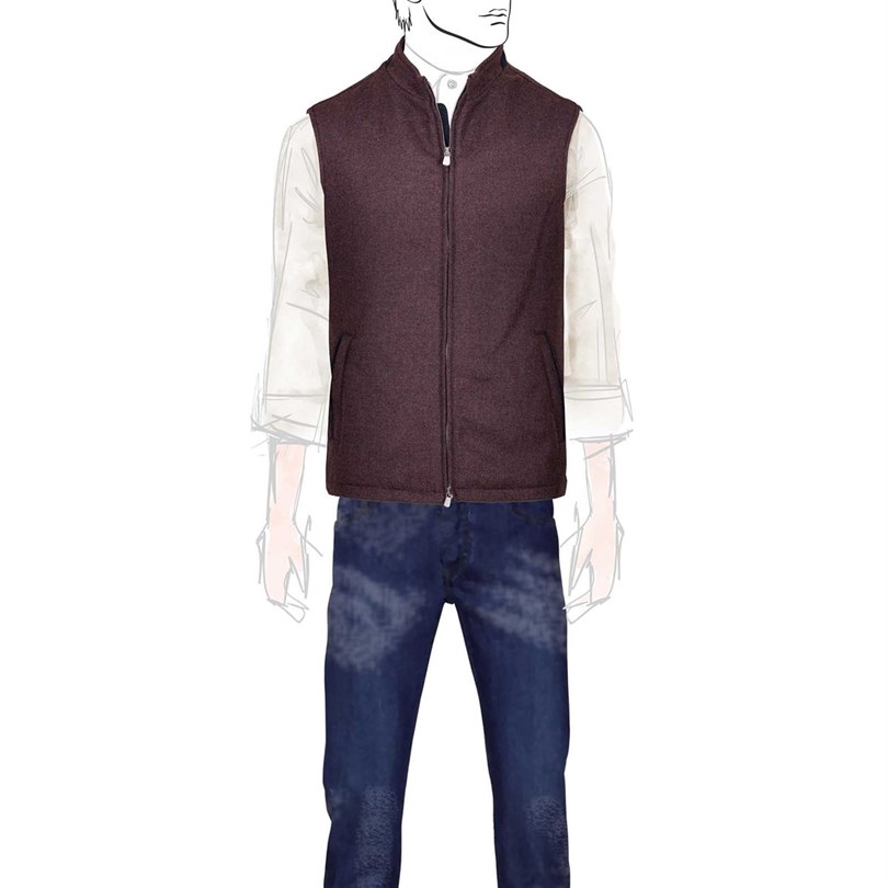Bordeaux vest in wool and cashmere