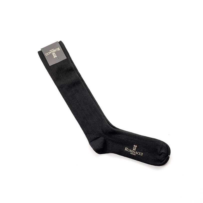 Black wide-ribbed socks