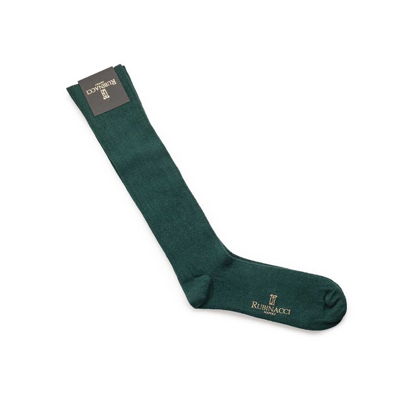 Green wide-ribbed socks