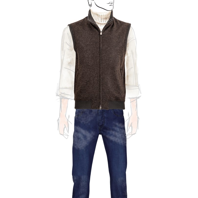 Brown cashmere outdoor vest