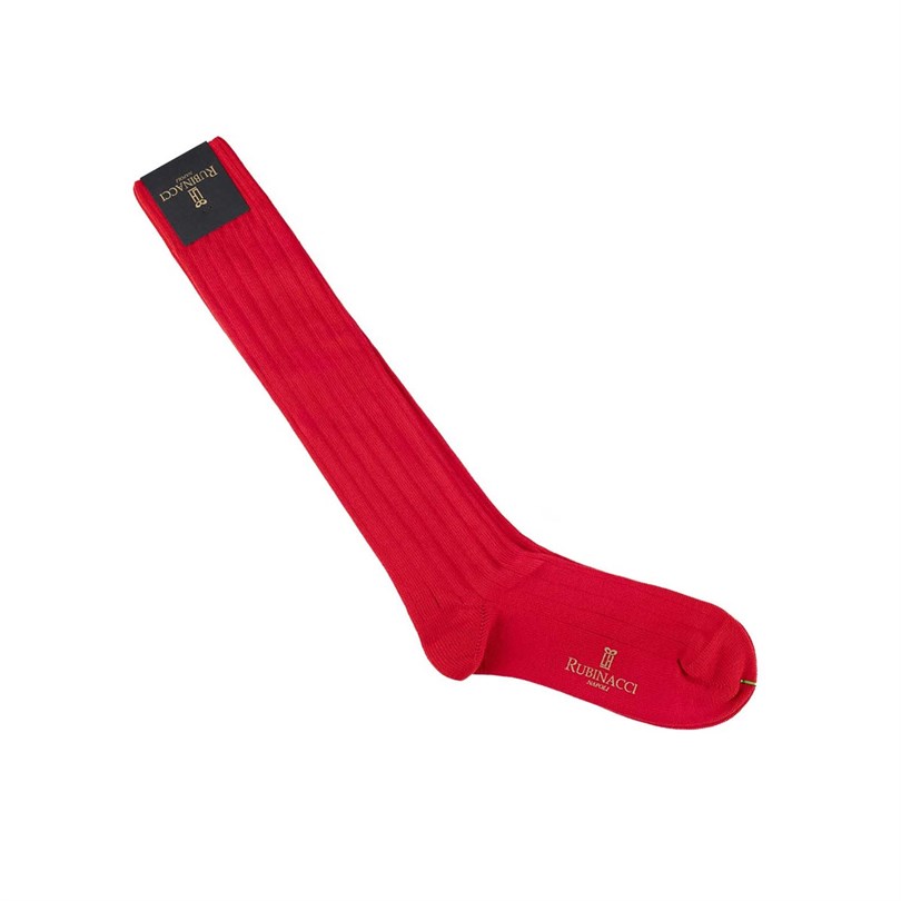 Red wide-ribbed cotton socks