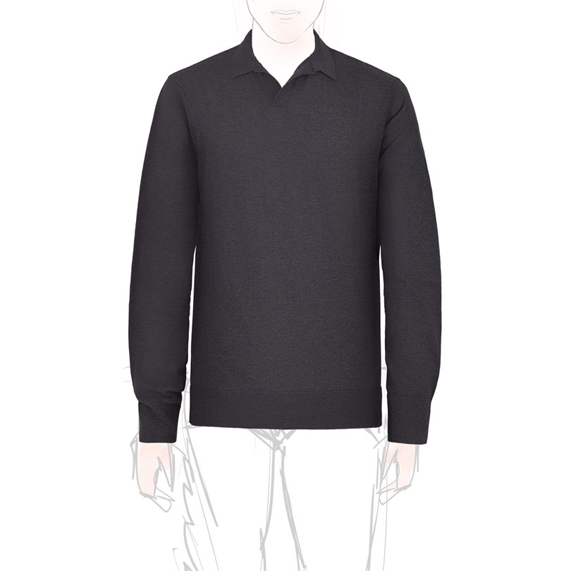 Gray long sleeves knitwear polo shirt