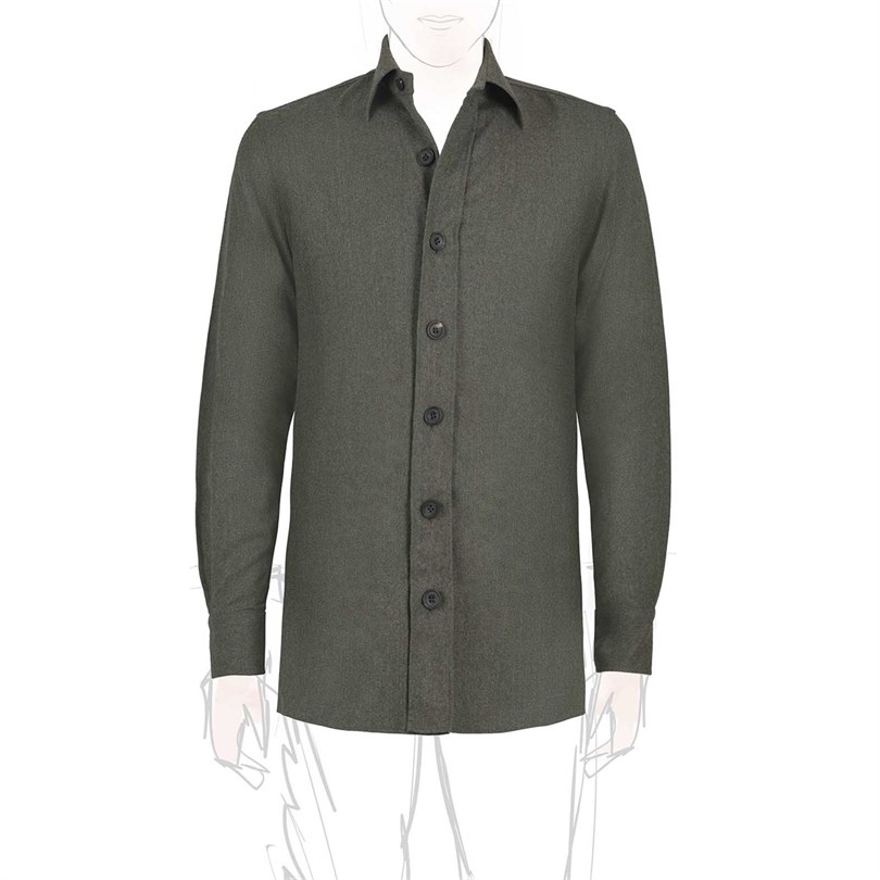Green wool overshirt