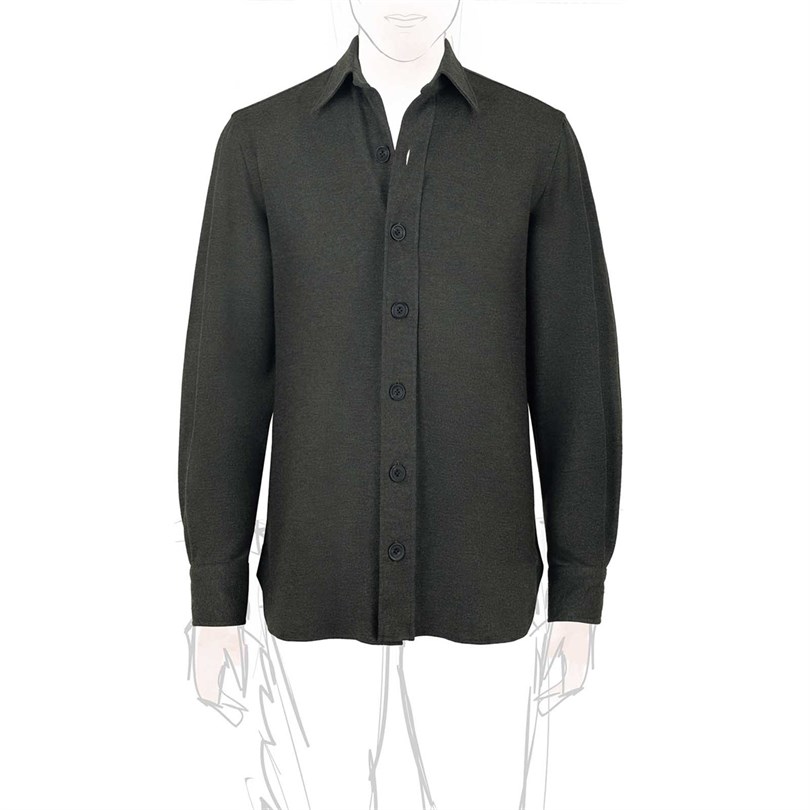Green cashmere overshirt