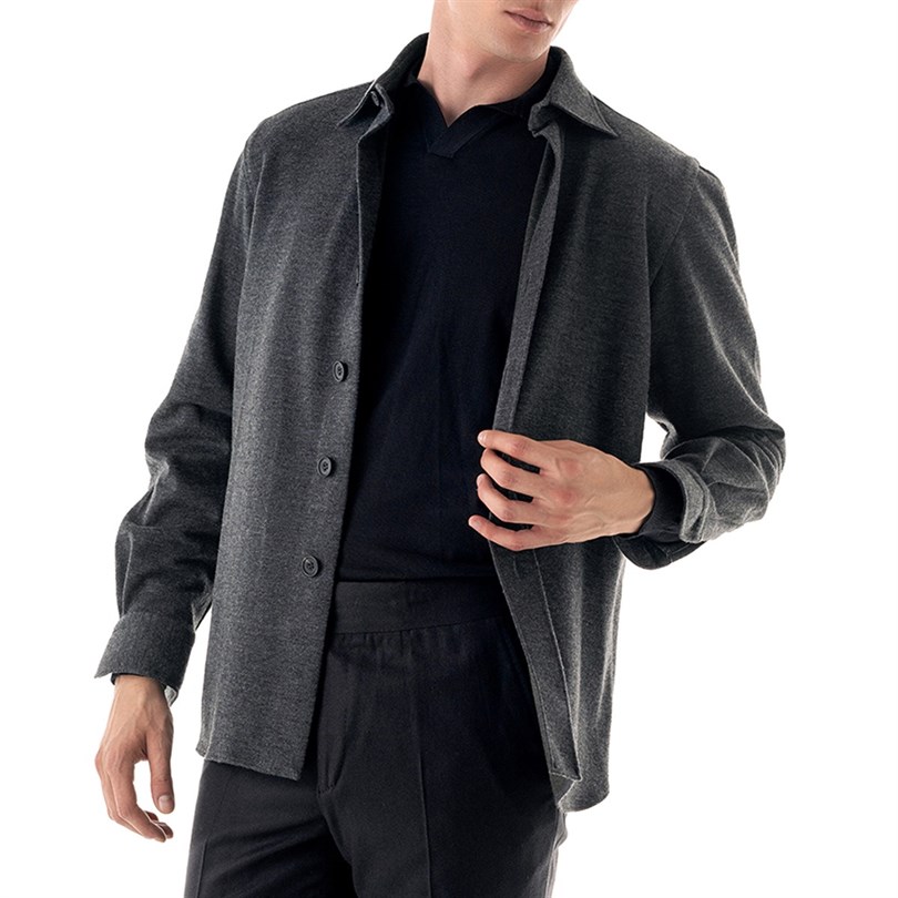 Grey cashmere overshirt