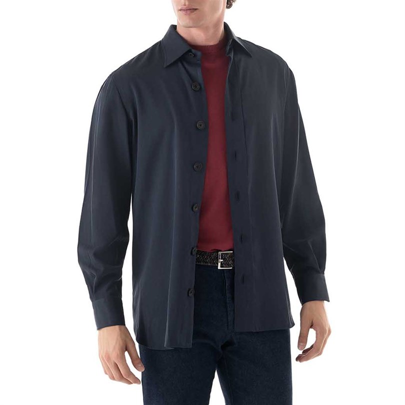 Blue silk overshirt