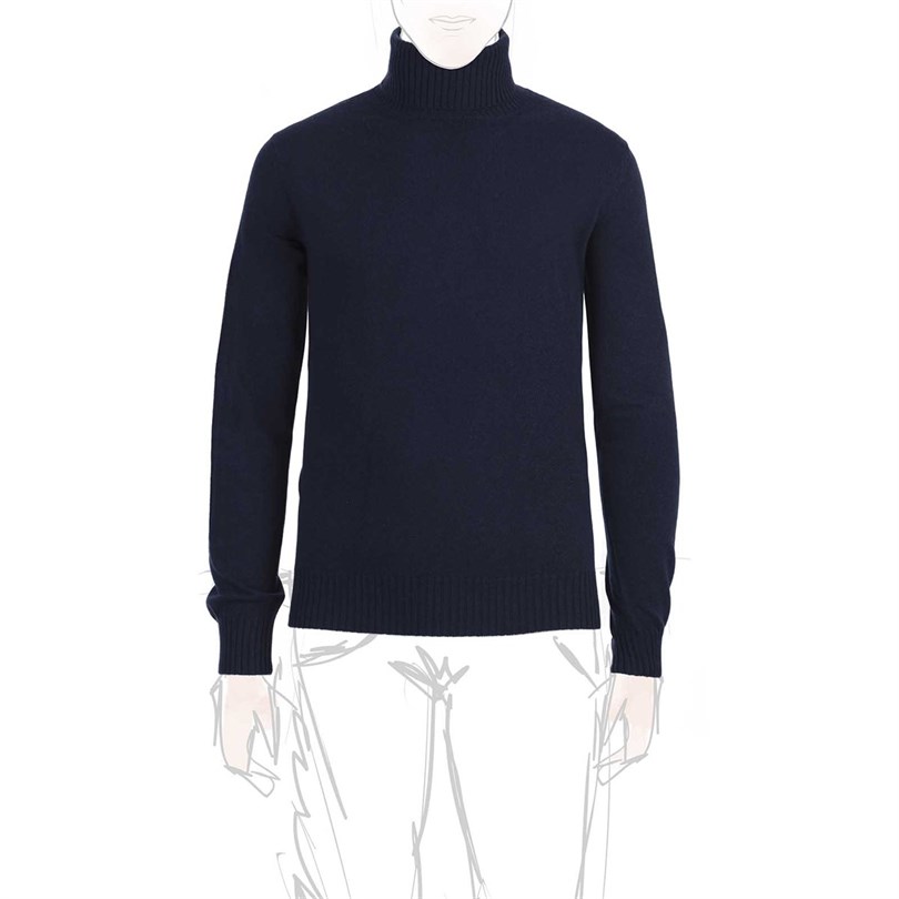 Collo alto cashmere blu