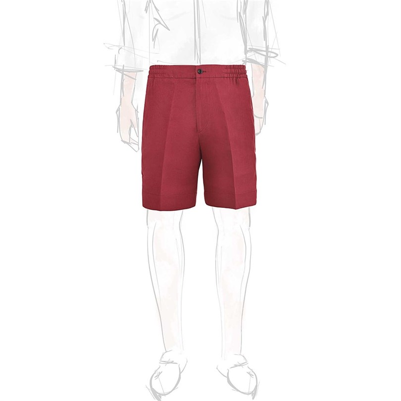Red linen leisure shorts