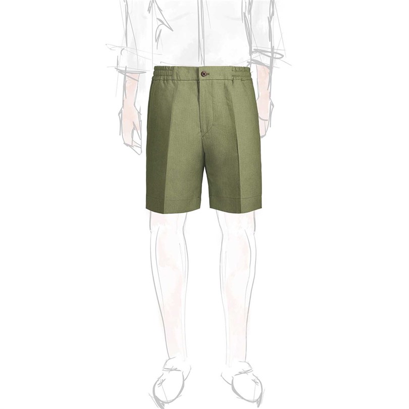 Vintage archive green linen leisure Bermuda shorts