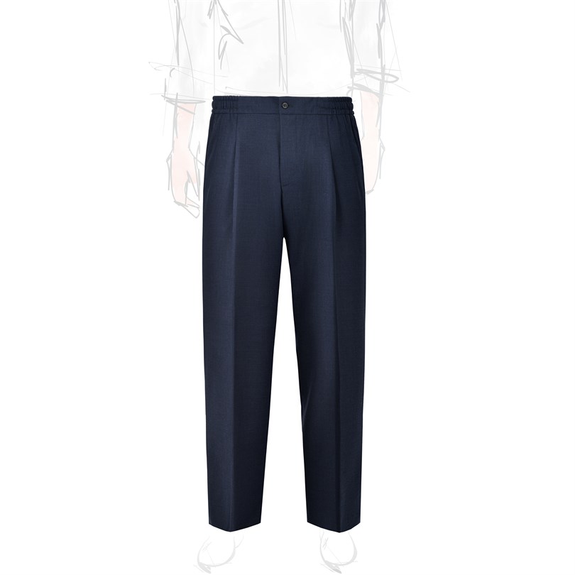 Pantalone leisure in lana hopsack blu