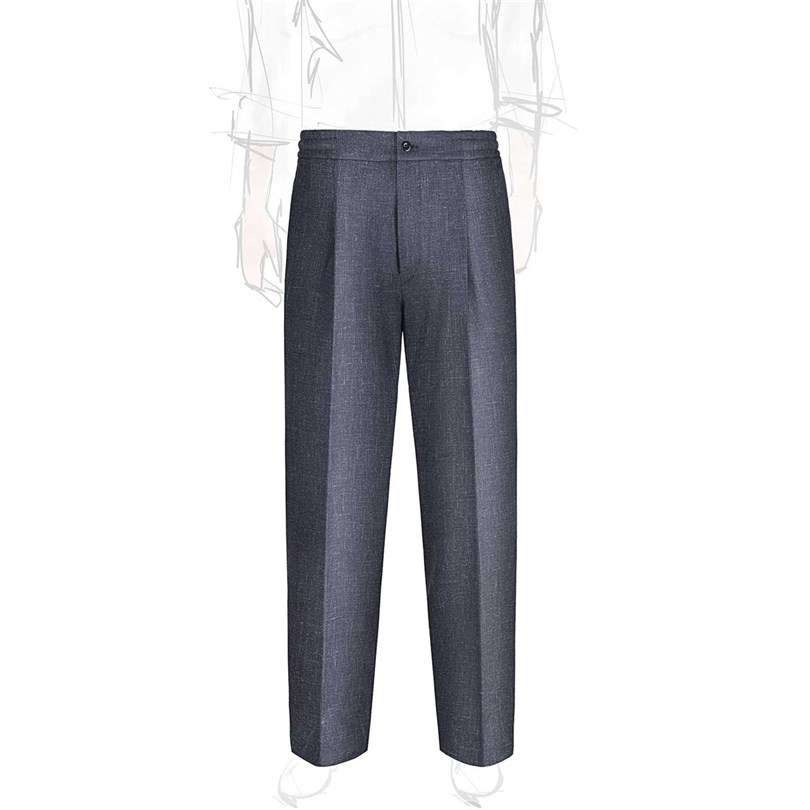 Blue wool and silk leisure pants