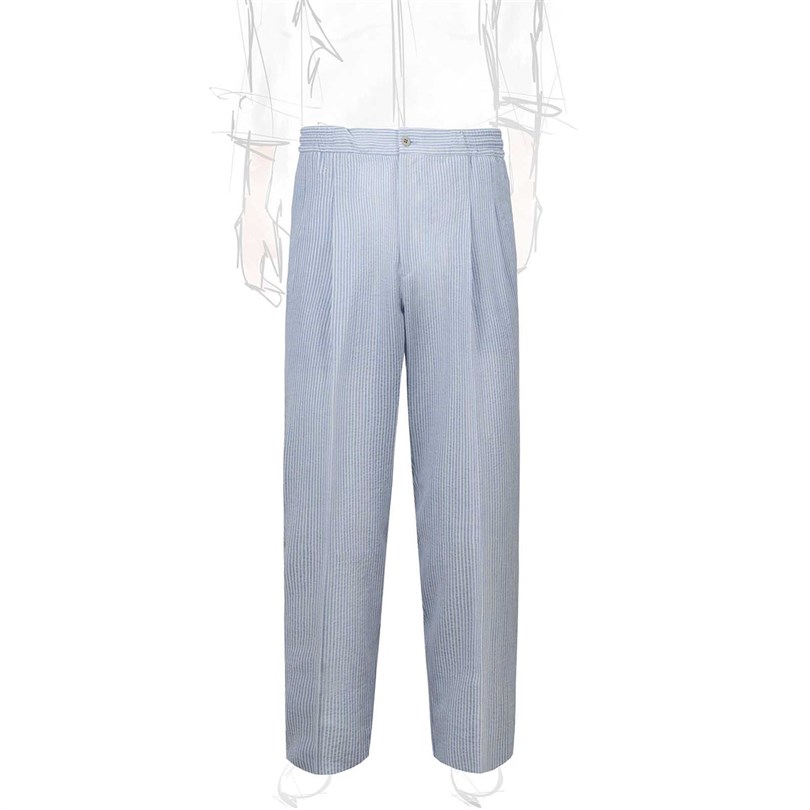 Light blue striped wool and silk leisure pants