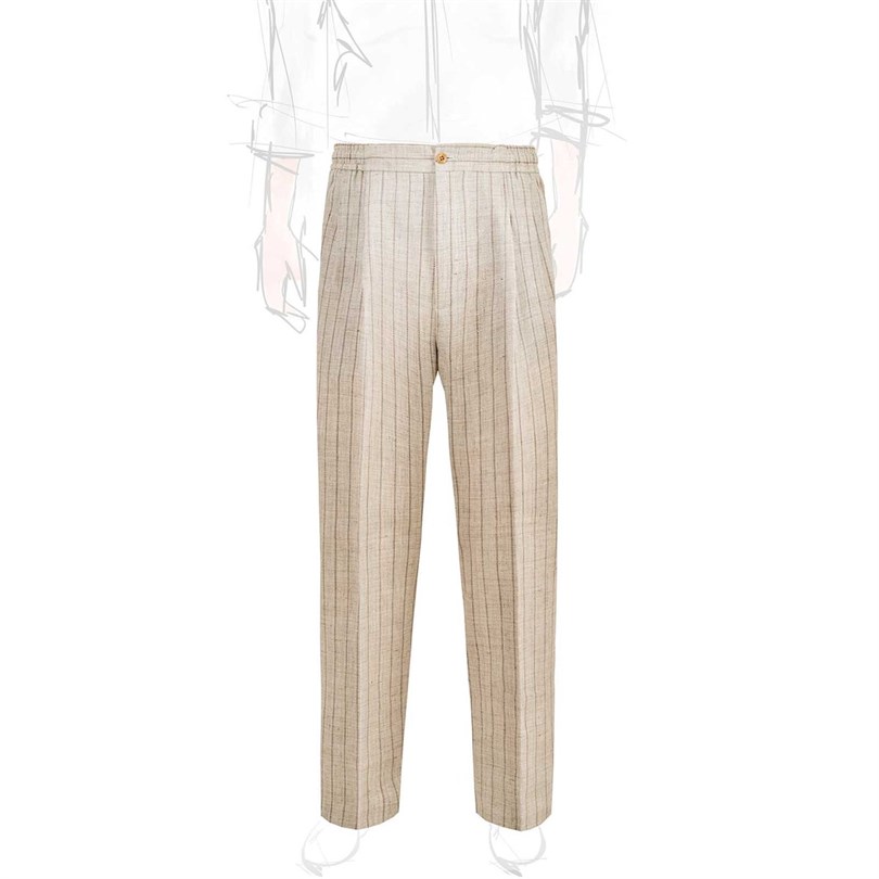Beige linen blend leisure pants