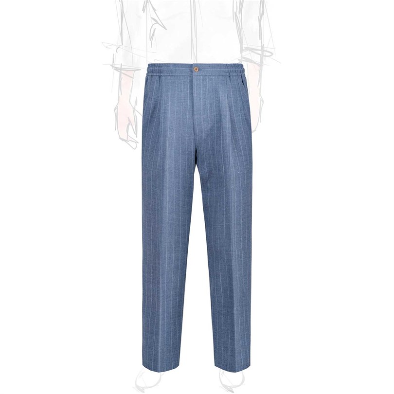 Light blue linen blend leisure pants